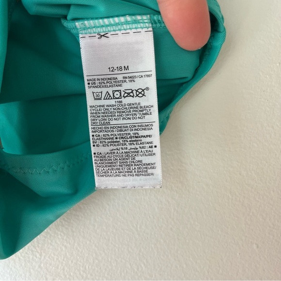 🌼 5/$25 Old Navy Girl Green One-Piece Swimsuit 12–18M | Bow Front Bathing Suit - Picture 5 of 7